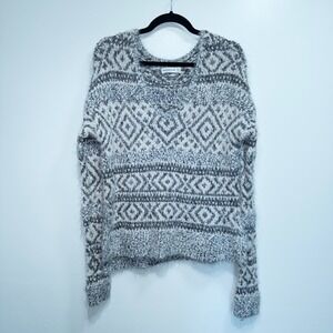 Abercrombie & Fitch Gray Geometric Wool-Blend Eyelash Knit Sweater Medium/Large